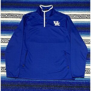 Colosseum Kentucky Wildcats 1/4 Snap Pullover Jacket Blue Men's Large